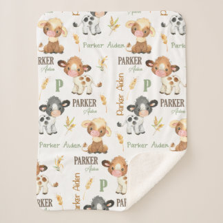 Personalized Cow Baby Blanket | 30x40 Sherpa