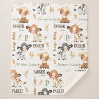 Personalized Cow Baby Blanket | 50x60 Sherpa