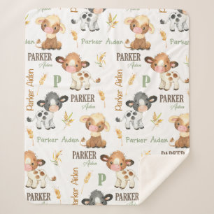 Personalized Cow Baby Blanket   50x60 Sherpa