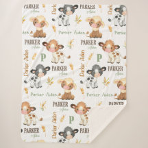 Personalized Cow Baby Blanket | 60x80 Sherpa
