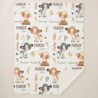 Personalized Cow Baby Blanket | 60x80 Sherpa