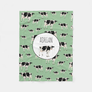 Personalized Cow Farm Animal Pattern Fleece Blanket
