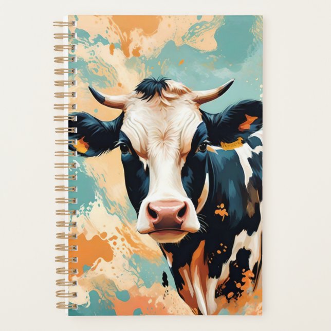 Personalized Cow Portrait Colour Splash Planner (Front)