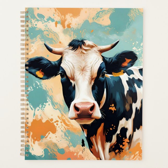 Personalized Cow Portrait Colour Splash Planner (Front)