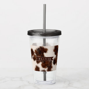 Personalized Cow Print Cowgirl Western Style Gift Acrylic Tumbler