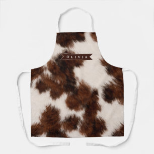 Personalized Cow Print Cowgirl Western Style Gift Apron