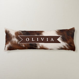 Personalized Cow Print Cowgirl Western Style Gift Body Pillow