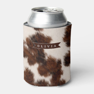 Personalized Cow Print Cowgirl Western Style Gift Can Cooler