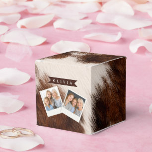 Personalized Cow Print Cowgirl Western Style Gift Favor Box