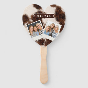 Personalized Cow Print Cowgirl Western Style Gift Hand Fan