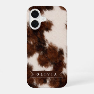 Personalized Cow Print Cowgirl Western Style Gift iPhone 16 Case