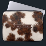 Personalized Cow Print Cowgirl Western Style Gift Laptop Sleeve<br><div class="desc">There is something timeless and effortlessly cool about cow print. It seems fun, fashionable, and a touch daring because it combines rustic charm with contemporary design. This personalized cow print collection was created for people who love western inspired aesthetics, cozy country vibes, and designs that feel both trendy and personal....</div>