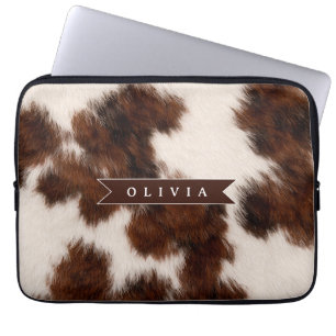 Personalized Cow Print Cowgirl Western Style Gift Laptop Sleeve