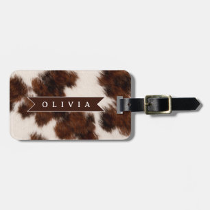 Personalized Cow Print Cowgirl Western Style Gift Luggage Tag