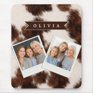 Personalized Cow Print Cowgirl Western Style Gift Mouse Pad