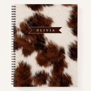 Personalized Cow Print Cowgirl Western Style Gift Notebook