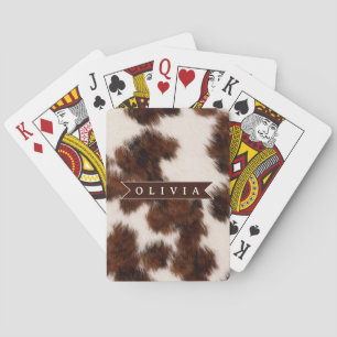 Personalized Cow Print Cowgirl Western Style Gift Playing Cards