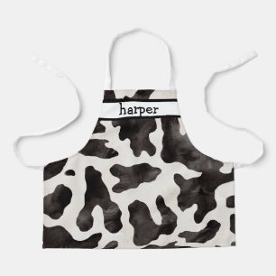 Personalized Cow Print Kids Apron