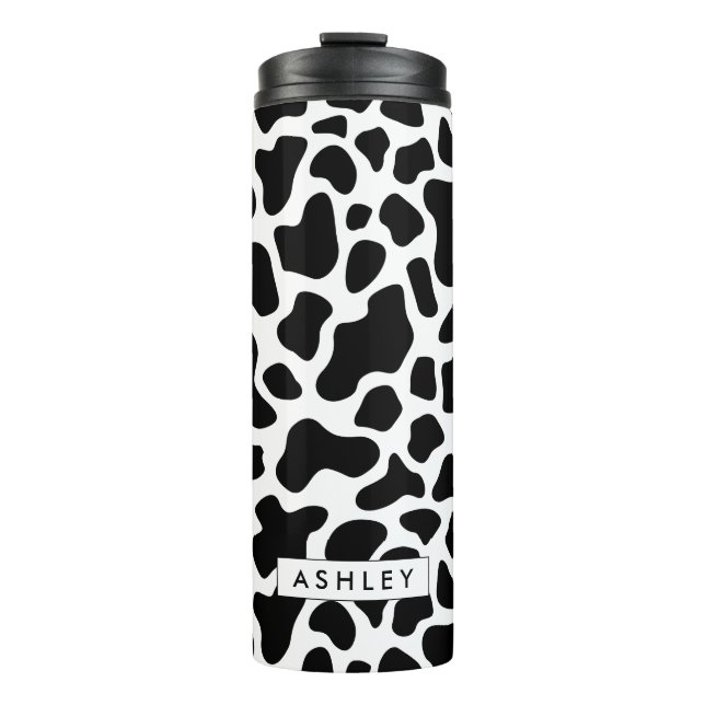 Personalized Cow Print Thermal Tumbler (Front)