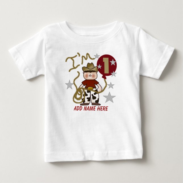 Personalized Cowboy 1st Birthday Tshirt (Front)