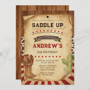 Personalized Cowboy 2nd Birthday Invitation