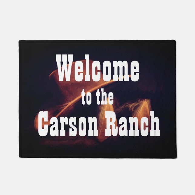 Personalized Cowboy Hat and Boots Doormat (Front)