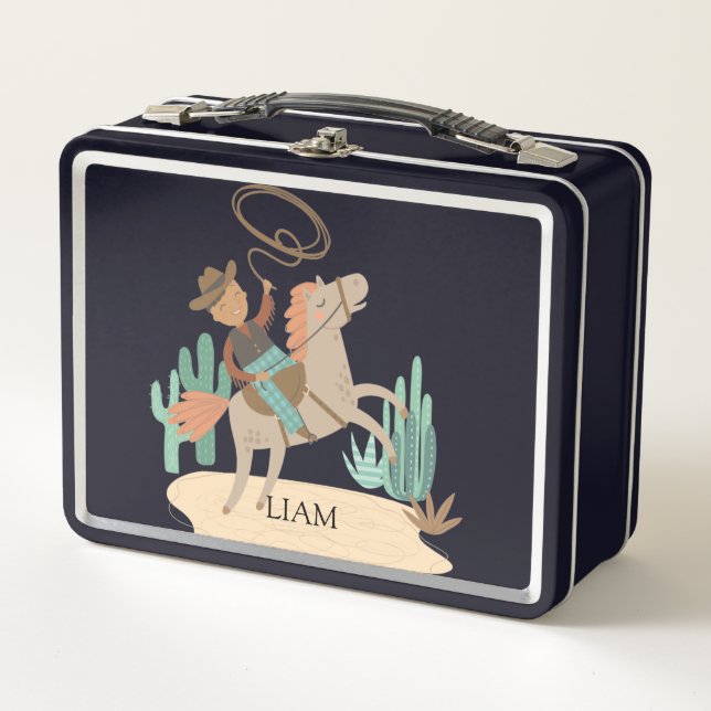 Personalized Cowboy  Metal Lunch Box (Front)
