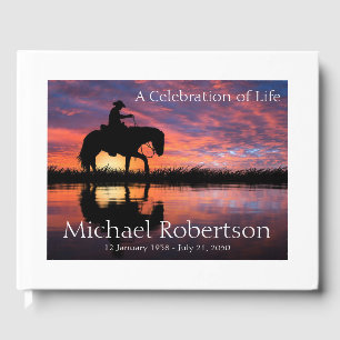Personalized Cowboy on Horse Celebration of Life Guest Book