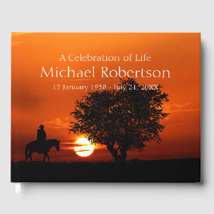 Personalized Cowboy on Horse Celebration of Life Guest Book