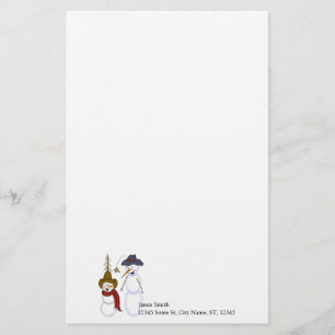 Personalized Cowboy Snowman Christmas Stationery