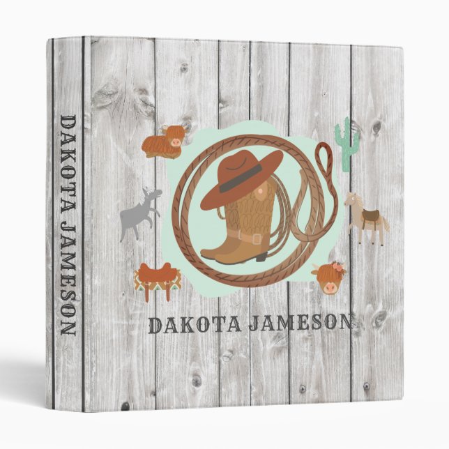 Personalized Cowboy Theme Barn Wood Binder (Front/Spine)