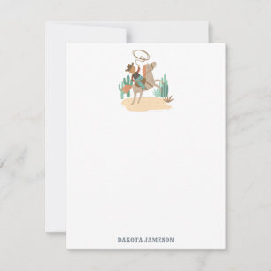 Personalized Cowboy Theme Note Card