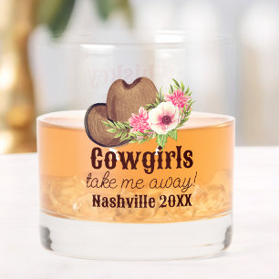 Personalized Cowgirl Bachelorette Nashville Whiskey Glass