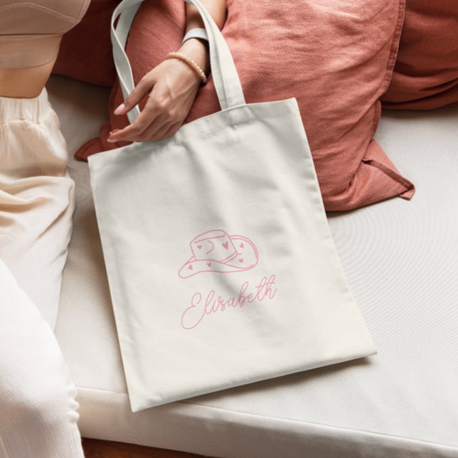 Personalized Cowgirl Hat Bachelorette  Tote Bag (Creator Uploaded)