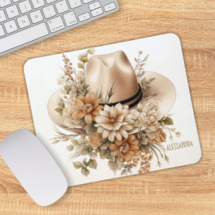 Personalized Cowgirl Hat Mouse Pad Rustic Western