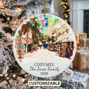 Personalized Cozumel Ornament, Mexico Ceramic Ornament