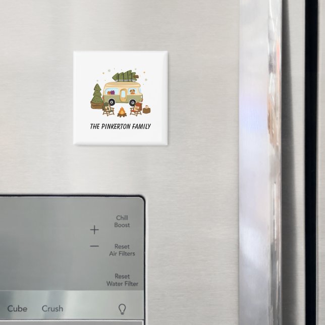 Personalized Cozy Christmas Camper Magnet (In Situ (Fridge))