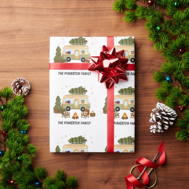 Personalized Cozy Christmas Camper Wrapping Paper (Holiday Gift)