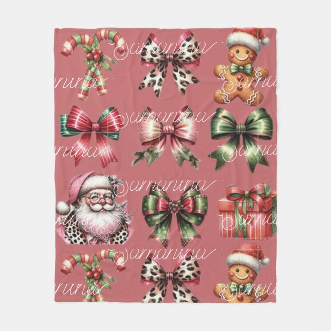 Personalized  cozy Christmas pattern  Fleece Blanket (Front)