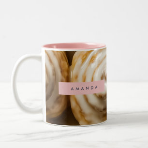 Personalized Cozy Cinnamon Roll Swirl  Two-Tone Coffee Mug