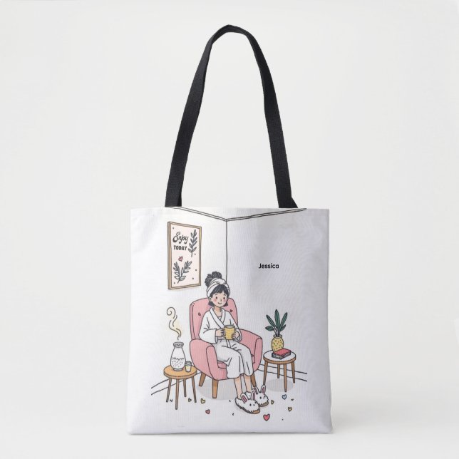 Personalized Cozy Daughter Gift Cute Self Care Tote Bag (Front)