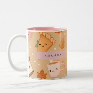 Personalized Cozy Fall  Autumn Pumpkin Pie Coffee  Two-Tone Coffee Mug
