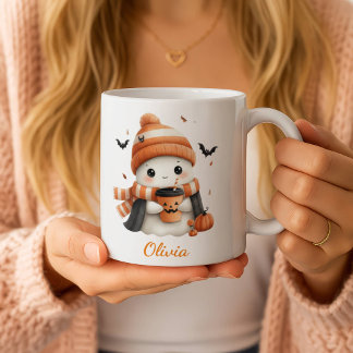 Personalized Cozy Ghost and Pumpkin Spice Autumn M Coffee Mug