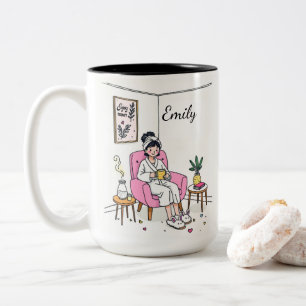 Personalized Cozy Granddaughter Gift Cute Vanity Two-Tone Coffee Mug