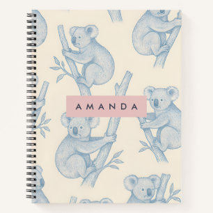 Personalized Cozy Koala Pattern Notebook