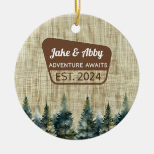 Personalized Cozy Pine Tree Outdoor National Park Ceramic Ornament