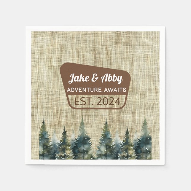 Personalized Cozy Pine Tree Outdoor National Park Napkin (Front)