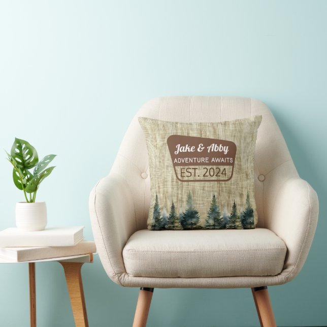 Personalized Cozy Pine Tree Outdoor National Park Throw Pillow (Chair)