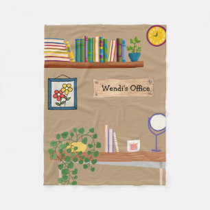 Personalized Cozy Plant Books Office  Fleece Blanket