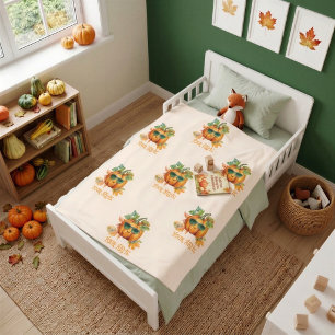 Personalized Cozy Pumpkin Autumn Toddler Blanket